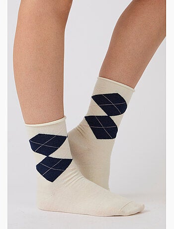 Lot de 2 paires de chaussettes losanges soie et thermolactyl - damart