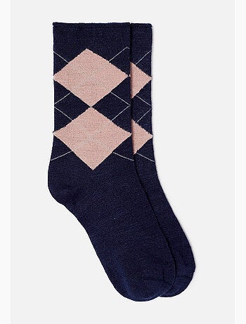 Lot de 2 paires de chaussettes losanges soie et thermolactyl - damart
