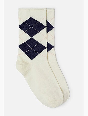 Lot de 2 paires de chaussettes losanges soie et thermolactyl - damart