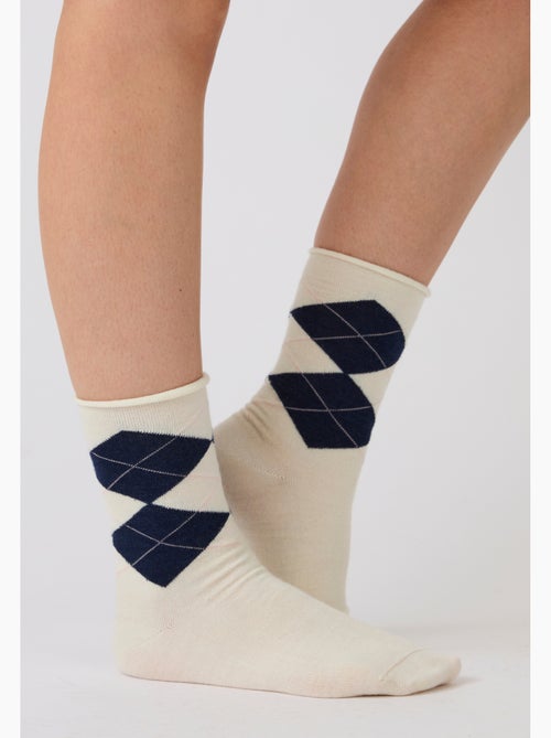 Lot de 2 paires de chaussettes losanges soie et thermolactyl - damart - Kiabi