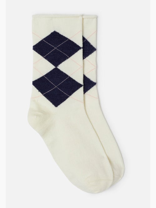 Lot de 2 paires de chaussettes losanges soie et thermolactyl - damart - Kiabi