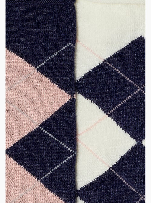 Lot de 2 paires de chaussettes losanges soie et thermolactyl - damart - Kiabi