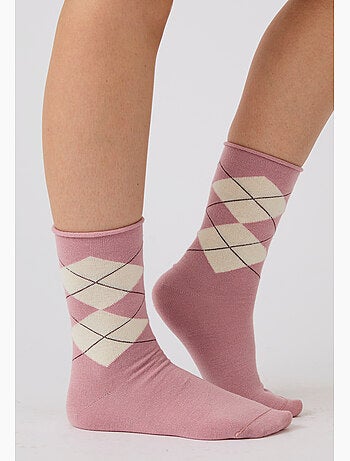 Lot de 2 paires de chaussettes losanges soie et thermolactyl - damart