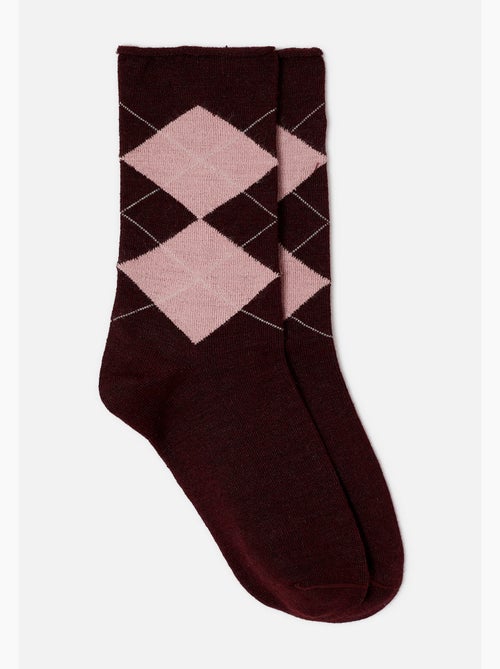 Lot de 2 paires de chaussettes losanges soie et thermolactyl - damart - Kiabi