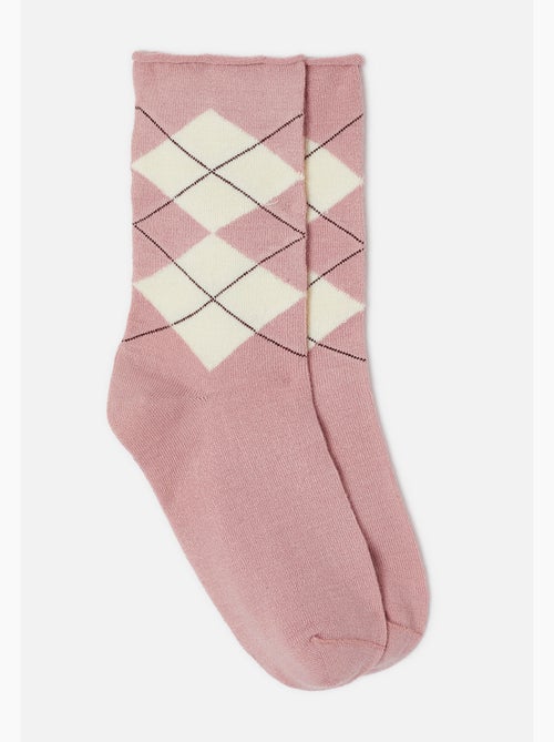 Lot de 2 paires de chaussettes losanges soie et thermolactyl - damart - Kiabi
