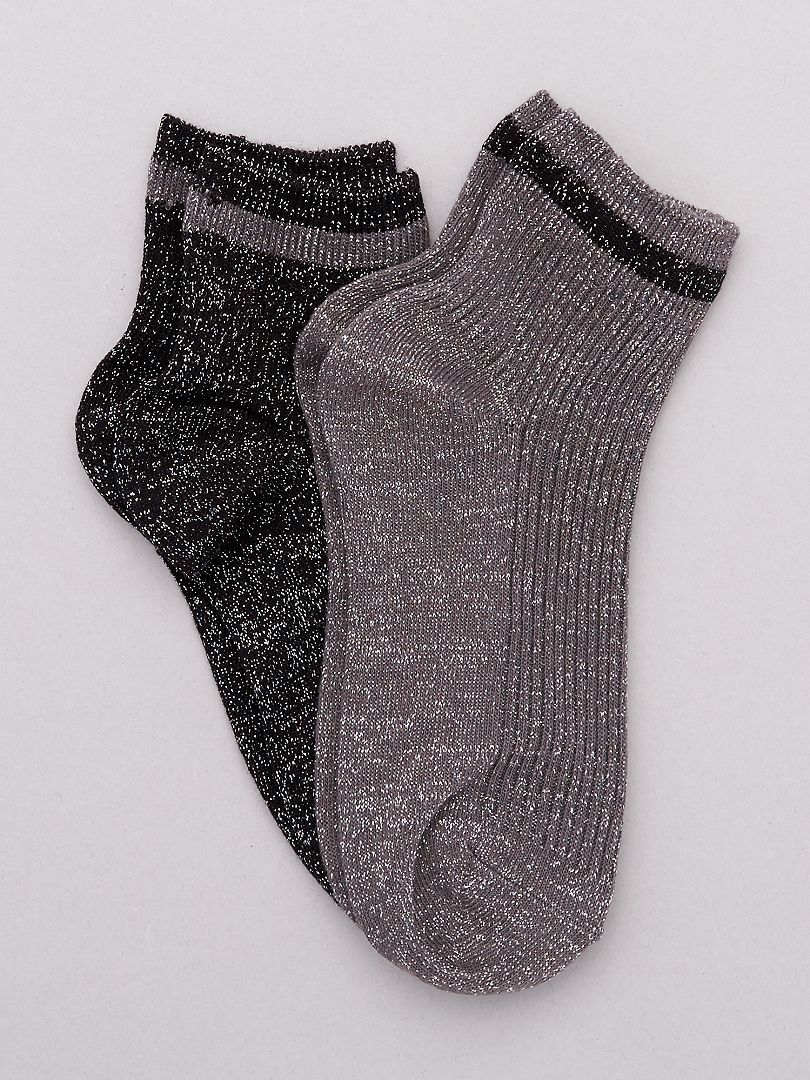 Lot de 2 paires de chaussettes maille chenille - rose/gris foncé - Kiabi -  5.00€