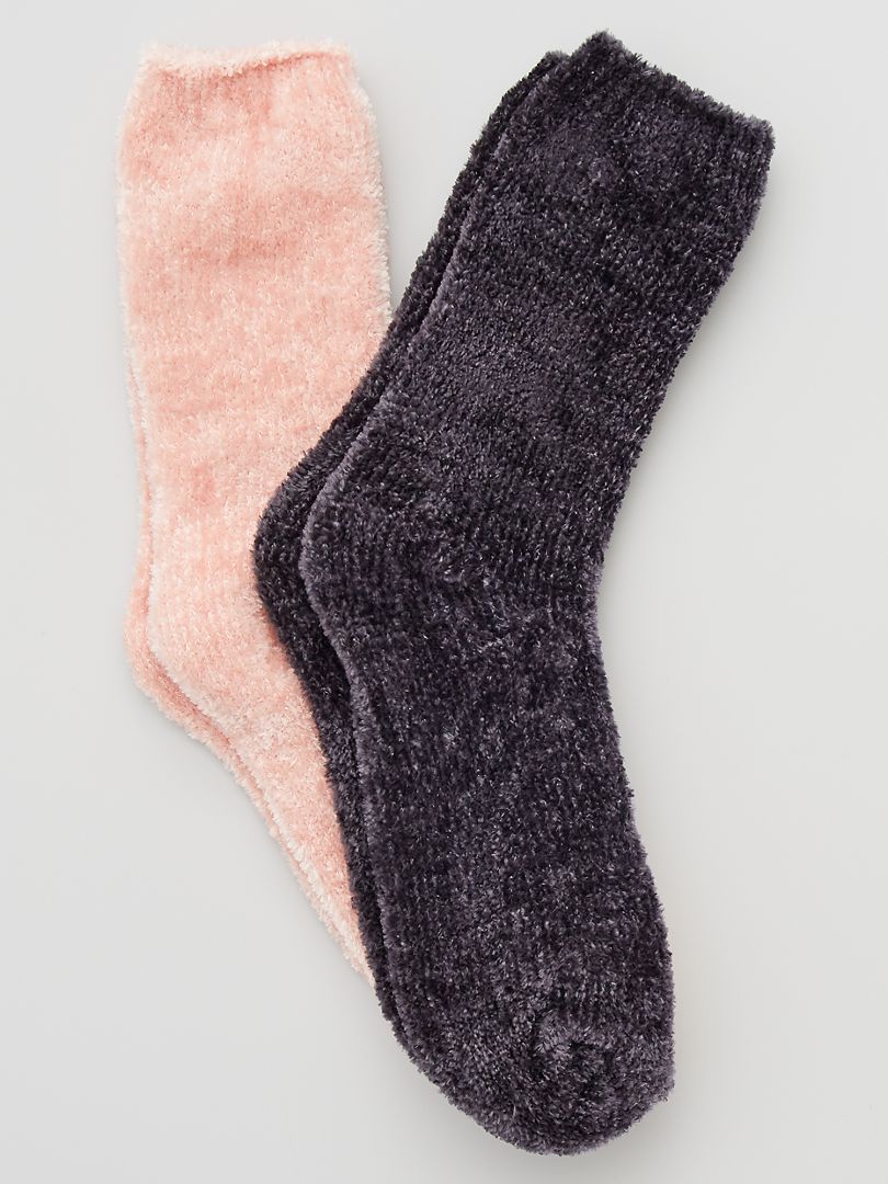 Lot de 2 paires de chaussettes de travail femme, gris/rose taille