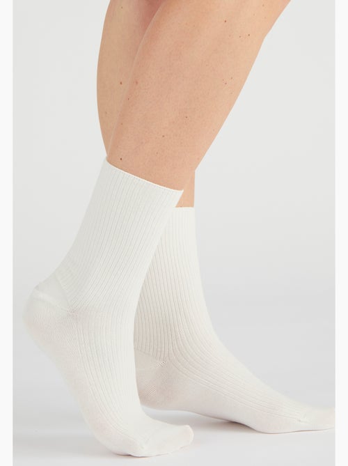 Lot de 2 paires de chaussettes maille côtelée coton biologique - Damart - Kiabi
