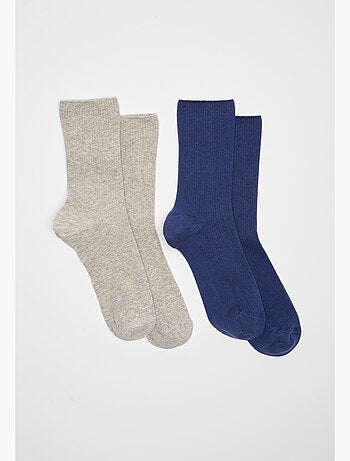 Lot de 2 paires de chaussettes maille côtelée coton biologique - Damart