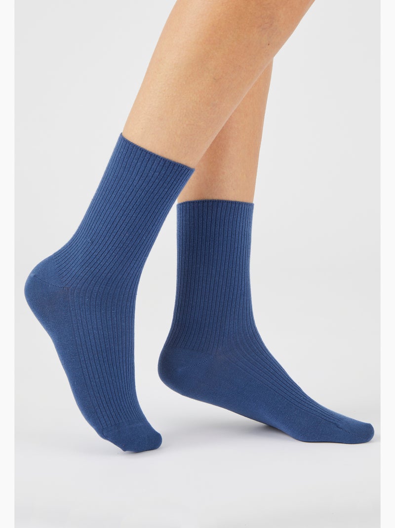 Lot de 2 paires de chaussettes maille côtelée coton biologique - Damart Multicolore - Kiabi