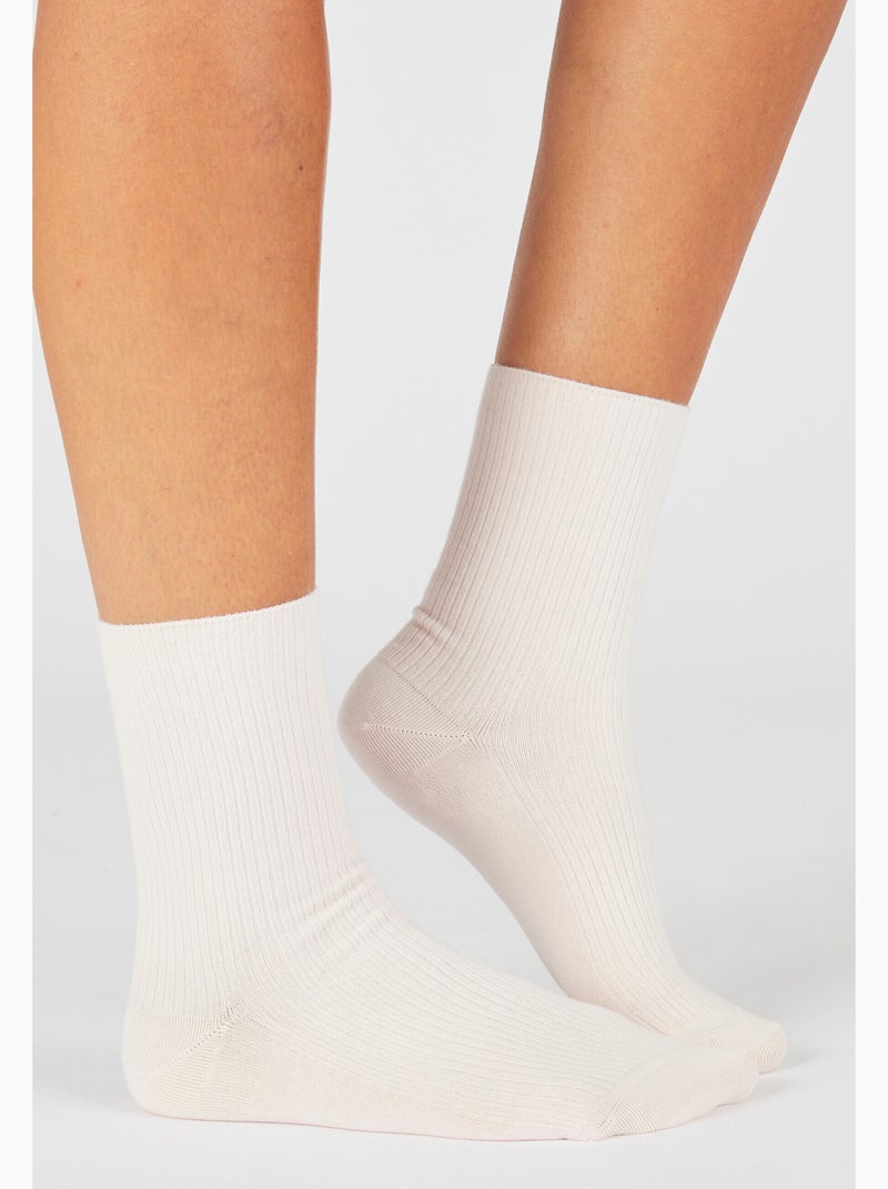 Lot de 2 paires de chaussettes maille côtelée coton biologique - Damart Rose - Kiabi