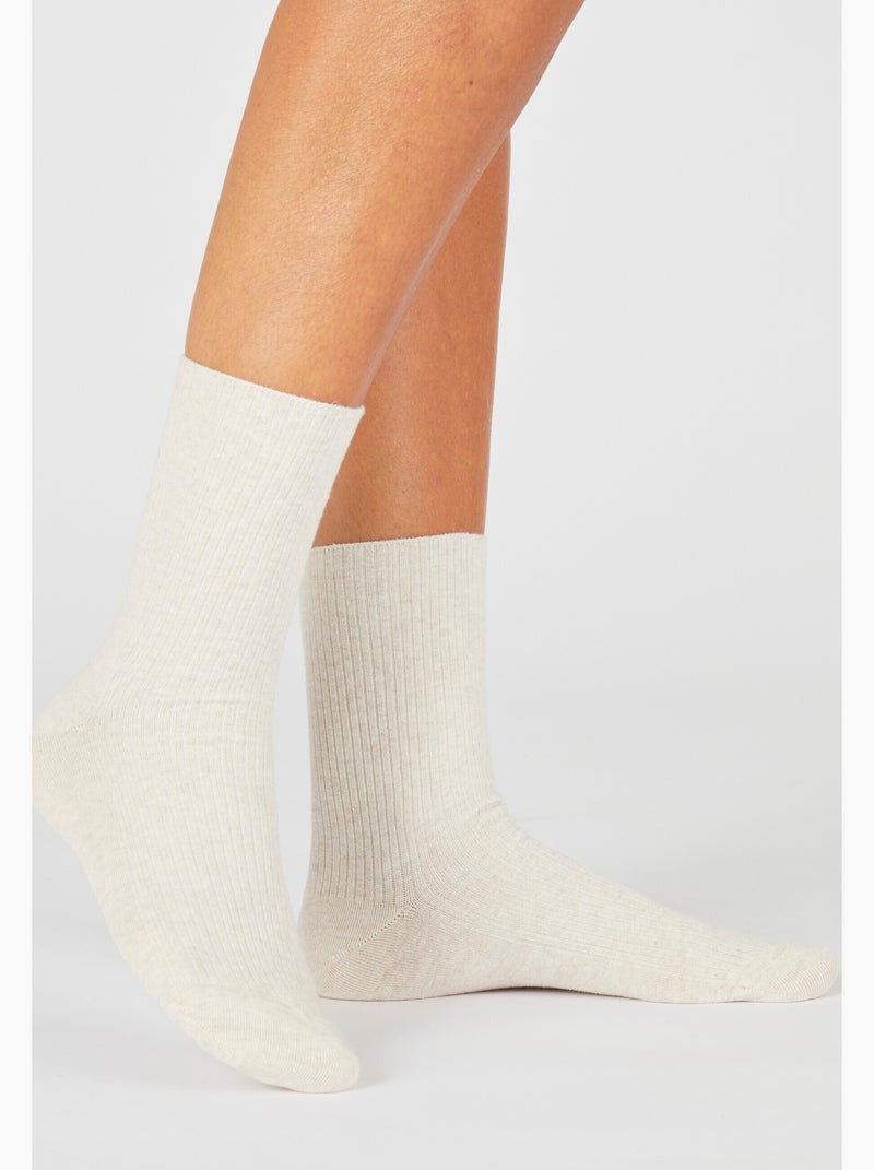 Lot de 2 paires de chaussettes maille côtelée coton biologique - Damart Rose - Kiabi