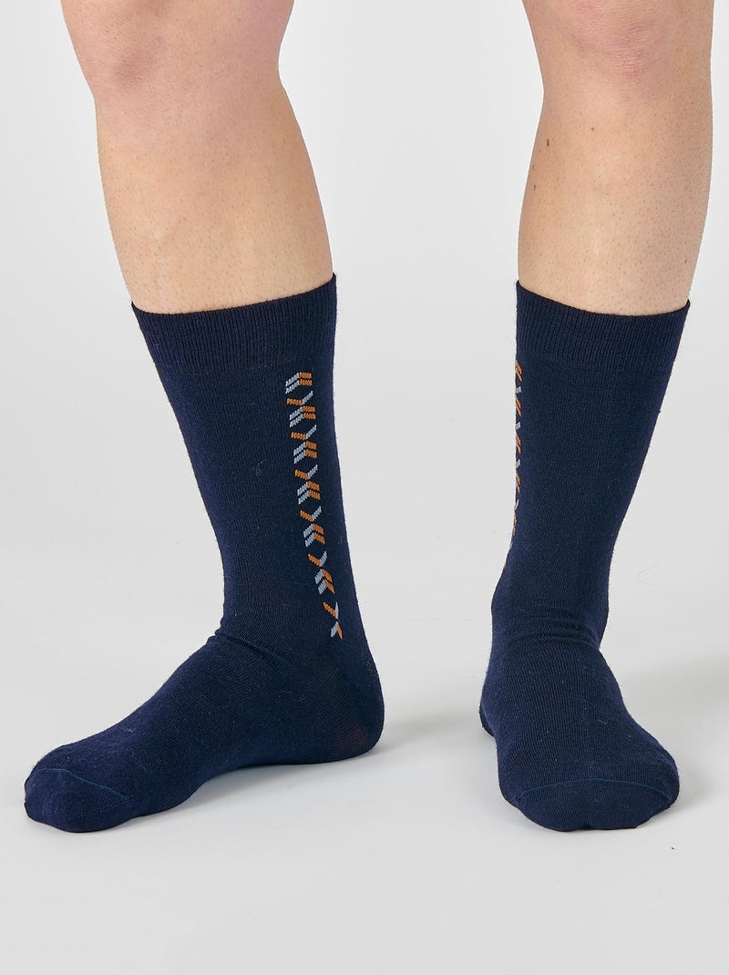 Lot de 2 paires de chaussettes maille jersey mélange laine Thermolactyl - Damart Bleu - Kiabi