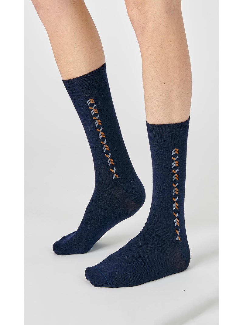 Lot de 2 paires de chaussettes maille jersey mélange laine Thermolactyl - Damart Bleu - Kiabi