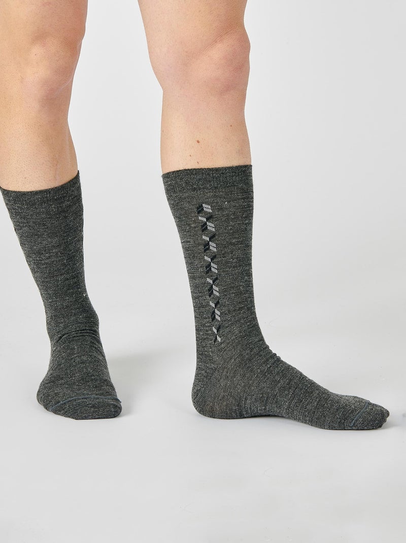 Lot de 2 paires de chaussettes maille jersey mélange laine Thermolactyl - Damart Gris - Kiabi