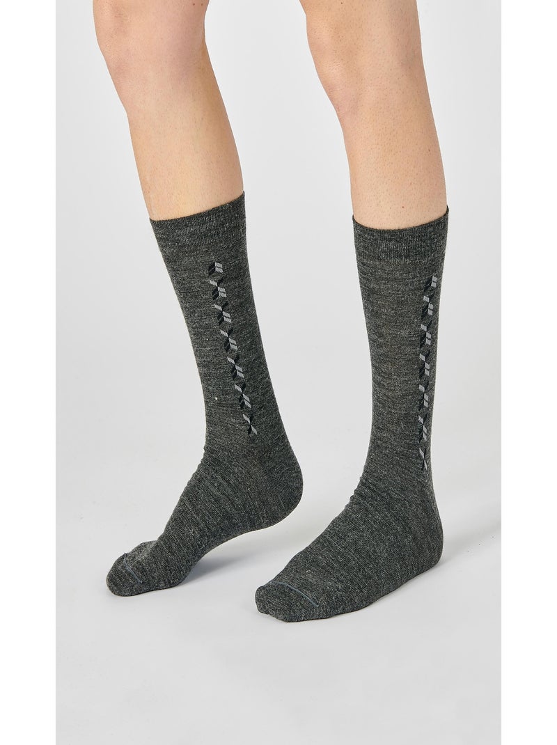 Lot de 2 paires de chaussettes maille jersey mélange laine Thermolactyl - Damart Gris - Kiabi