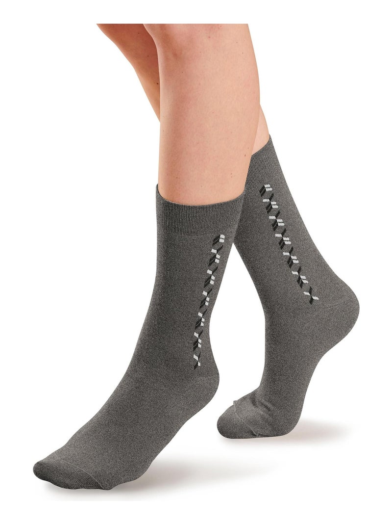 Lot de 2 paires de chaussettes maille jersey mélange laine Thermolactyl - Damart Gris - Kiabi