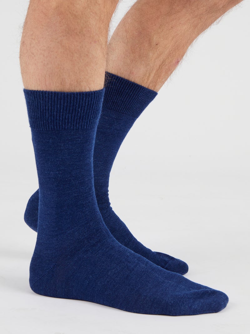 Lot de 2 paires de chaussettes mélange Thermolactyl et soie - Damart Bleu - Kiabi