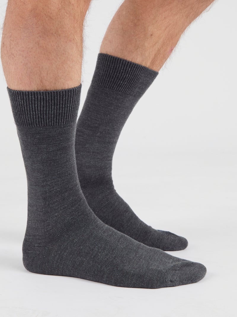 Lot de 2 paires de chaussettes mélange Thermolactyl et soie - Damart Gris - Kiabi