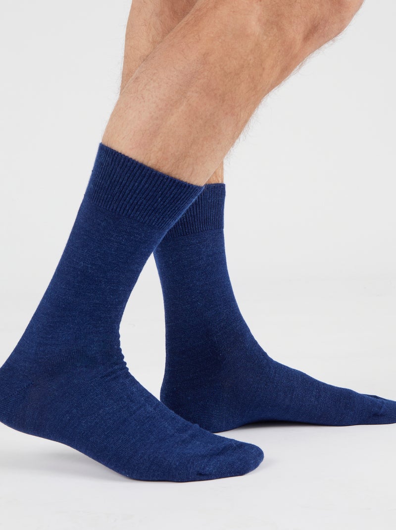 Lot de 2 paires de chaussettes mélange Thermolactyl et soie mixtes - Damart Bleu - Kiabi