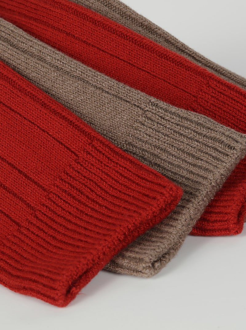 Lot de 2 paires de Chaussettes Mi-Hautes Bambou Camel - Kiabi