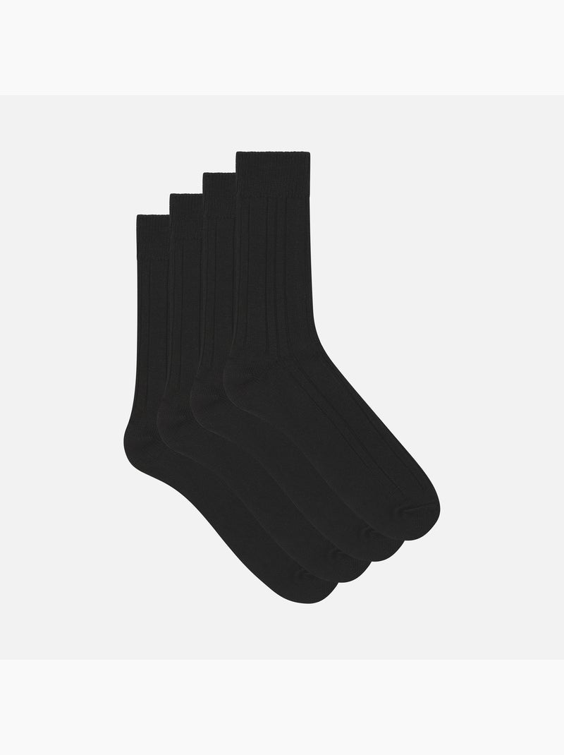Lot de 2 paires de Chaussettes Mi-Hautes Bambou Noir - Kiabi