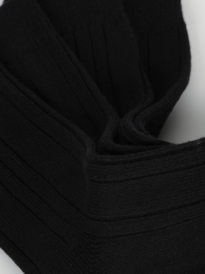 Lot de 2 paires de Chaussettes Mi-Hautes Bambou Noir - Kiabi