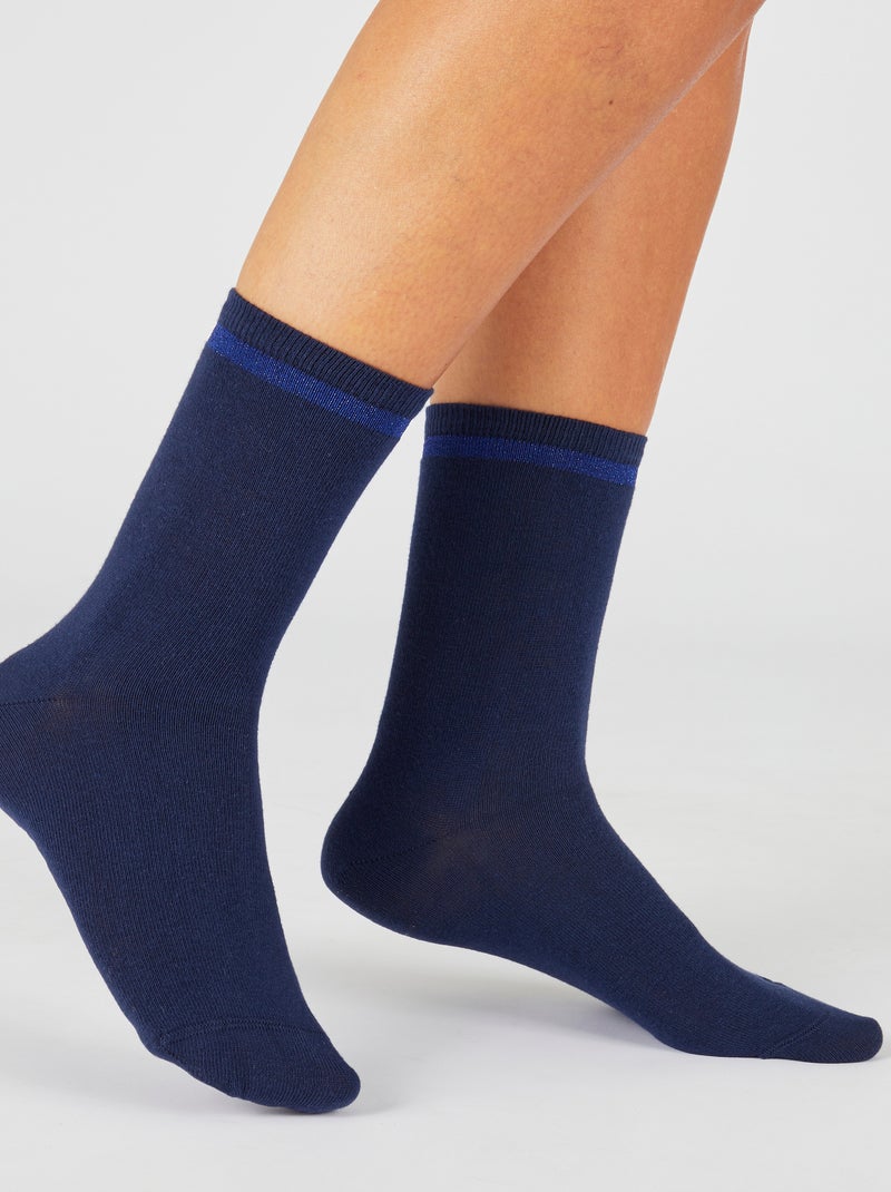 Lot de 2 paires de chaussettes motifs brillants - Damart Bleu - Kiabi
