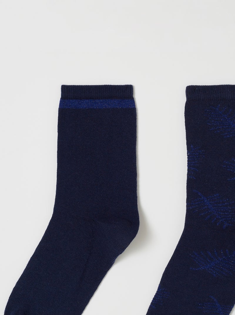 Lot de 2 paires de chaussettes motifs brillants - Damart Bleu - Kiabi