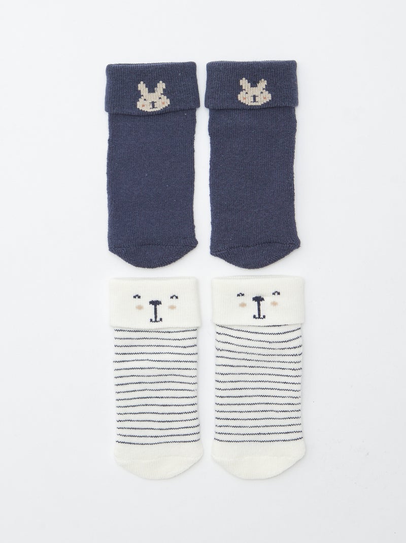 Lot de 2 paires de chaussettes naissance Bleu - Kiabi