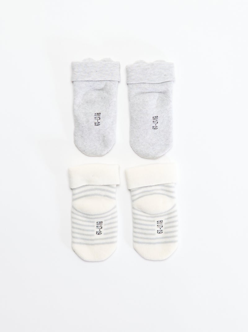 Lot de 2 paires de chaussettes naissance Gris - Kiabi