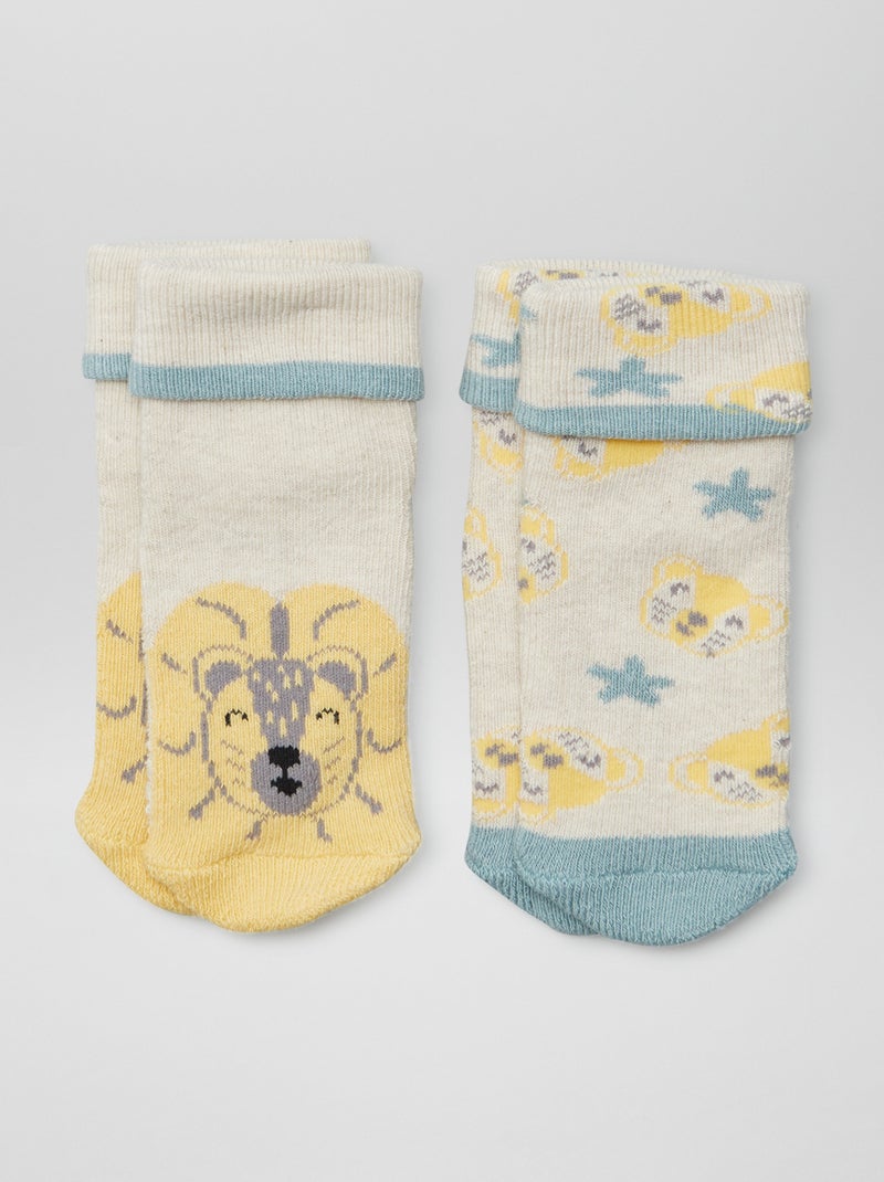 Lot de 2 paires de chaussettes naissances BEIGE - Kiabi