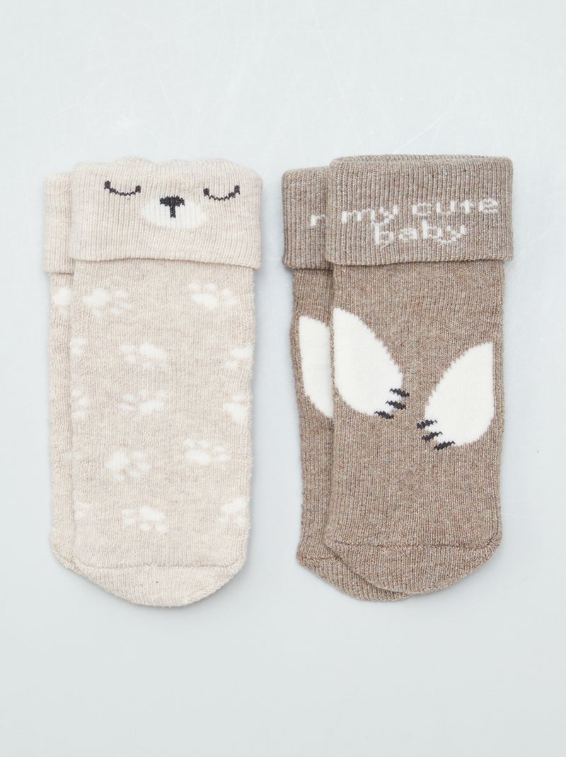 Lot de 2 paires de chaussettes naissances GRIS - Kiabi