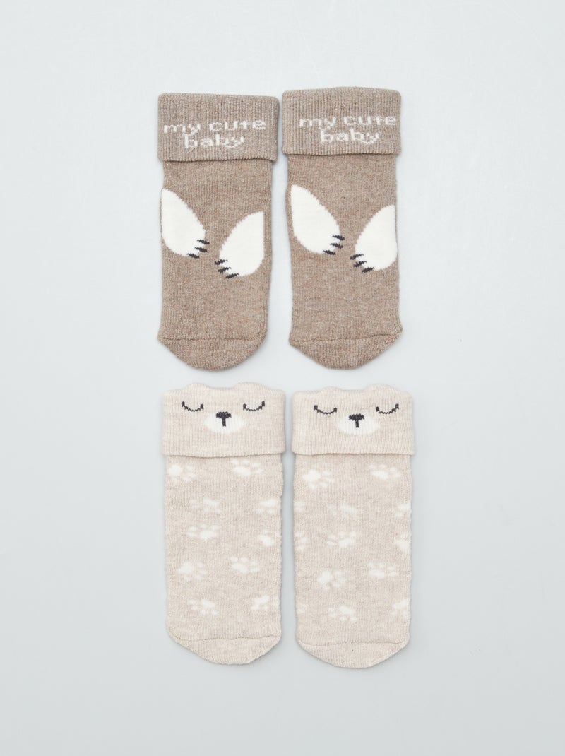 Lot de 2 paires de chaussettes naissances GRIS - Kiabi