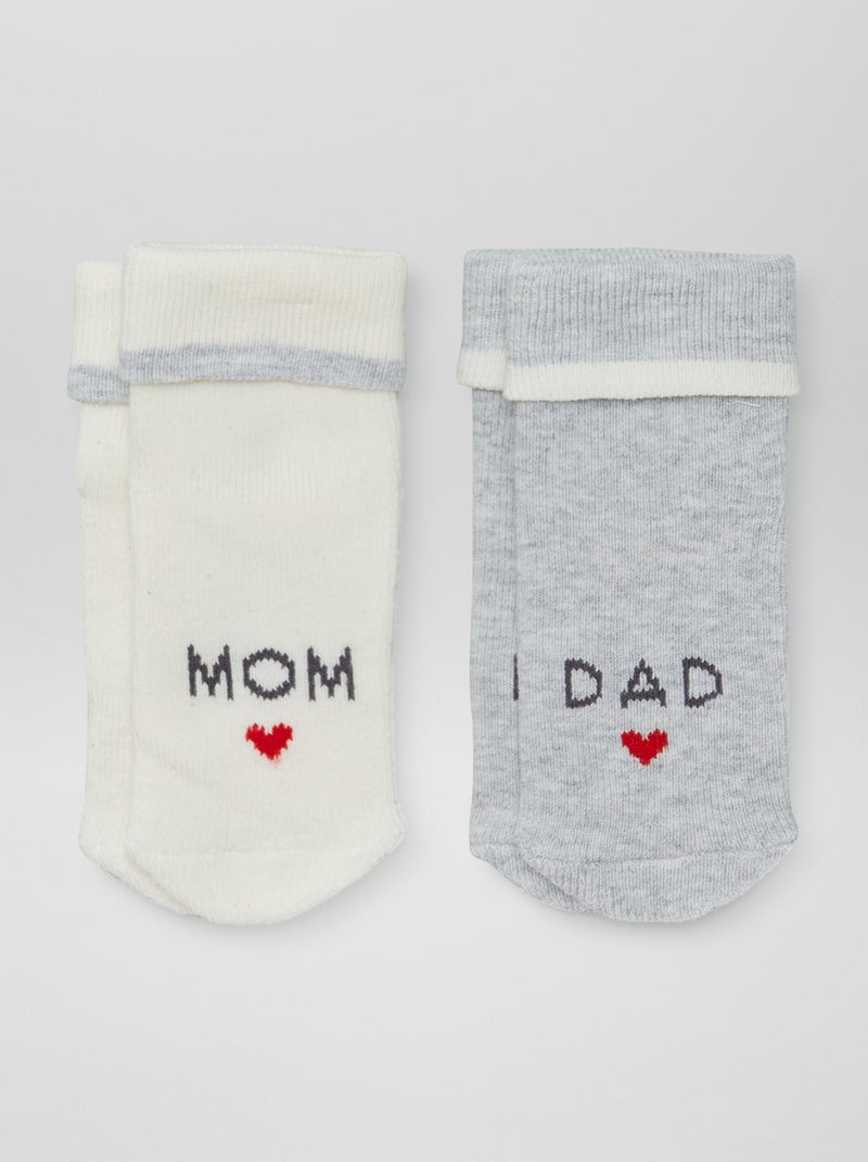 Lot de 2 paires de chaussettes naissances GRIS - Kiabi