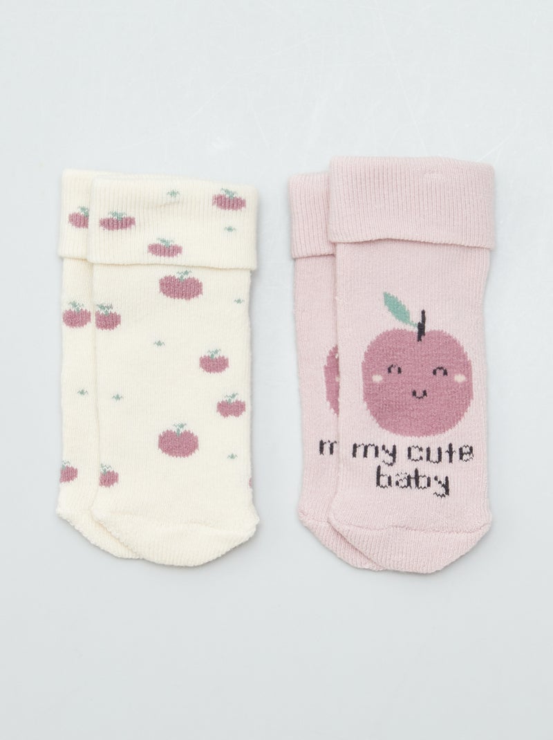 Lot de 2 paires de chaussettes naissances ROSE - Kiabi