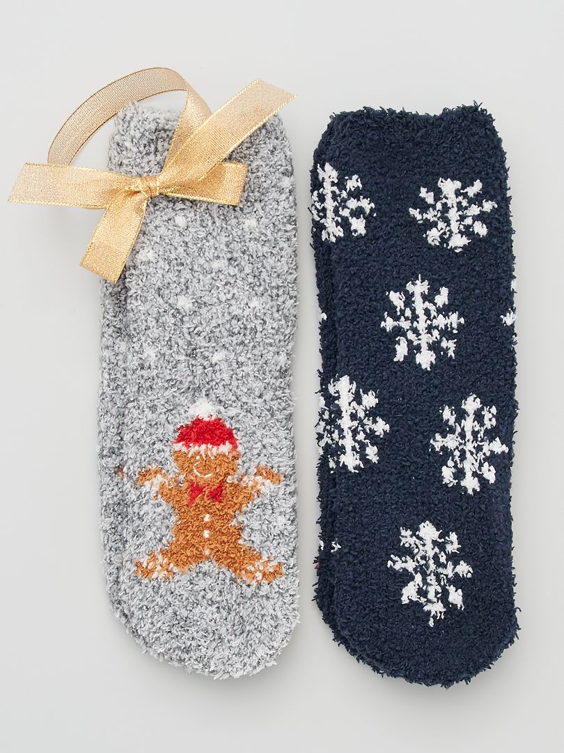 Lot de 2 paires de chaussettes 'Noël' BEIGE - Kiabi