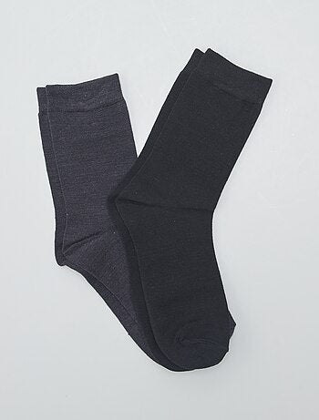 Lot de 2 paires de chaussettes thermiques - Lot noir/gris - Kiabi - 6.30€