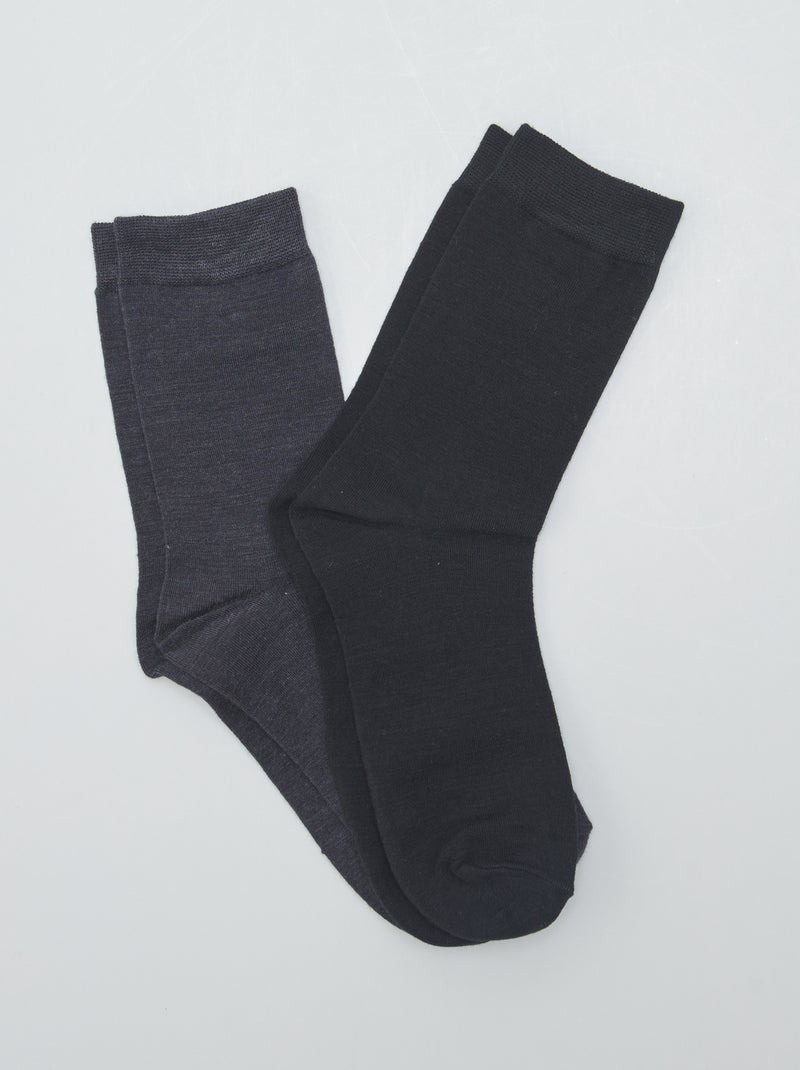 Lot de 2 paires de chaussettes noir - Kiabi