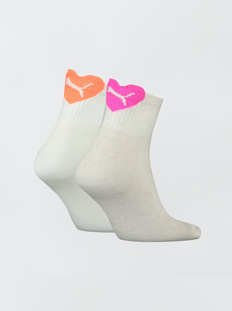 Lot de 2 paires de chaussettes 'Puma' Beige/rose/orange - Kiabi