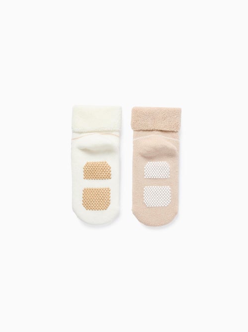 Lot de 2 Paires de Chaussettes Rayées Antidérapantes - Kiabi
