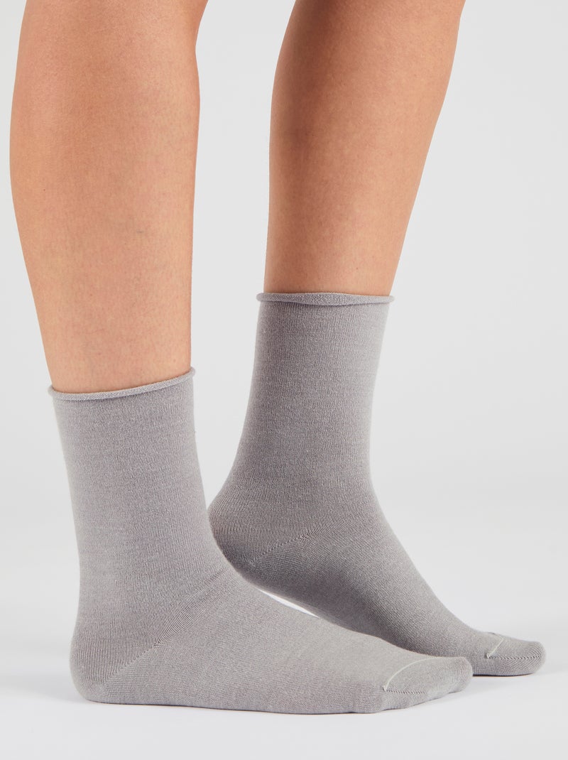 Lot de 2 paires de chaussettes soie et Thermolactyl - Damart Gris - Kiabi