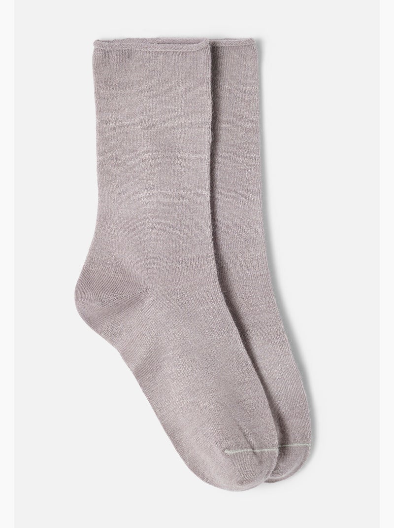 Lot de 2 paires de chaussettes soie et Thermolactyl - Damart Gris - Kiabi