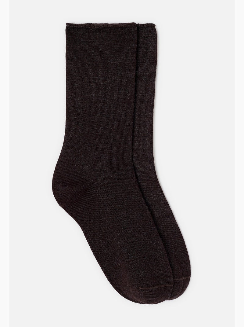 Lot de 2 paires de chaussettes soie et thermolactyl - damart Marron - Kiabi