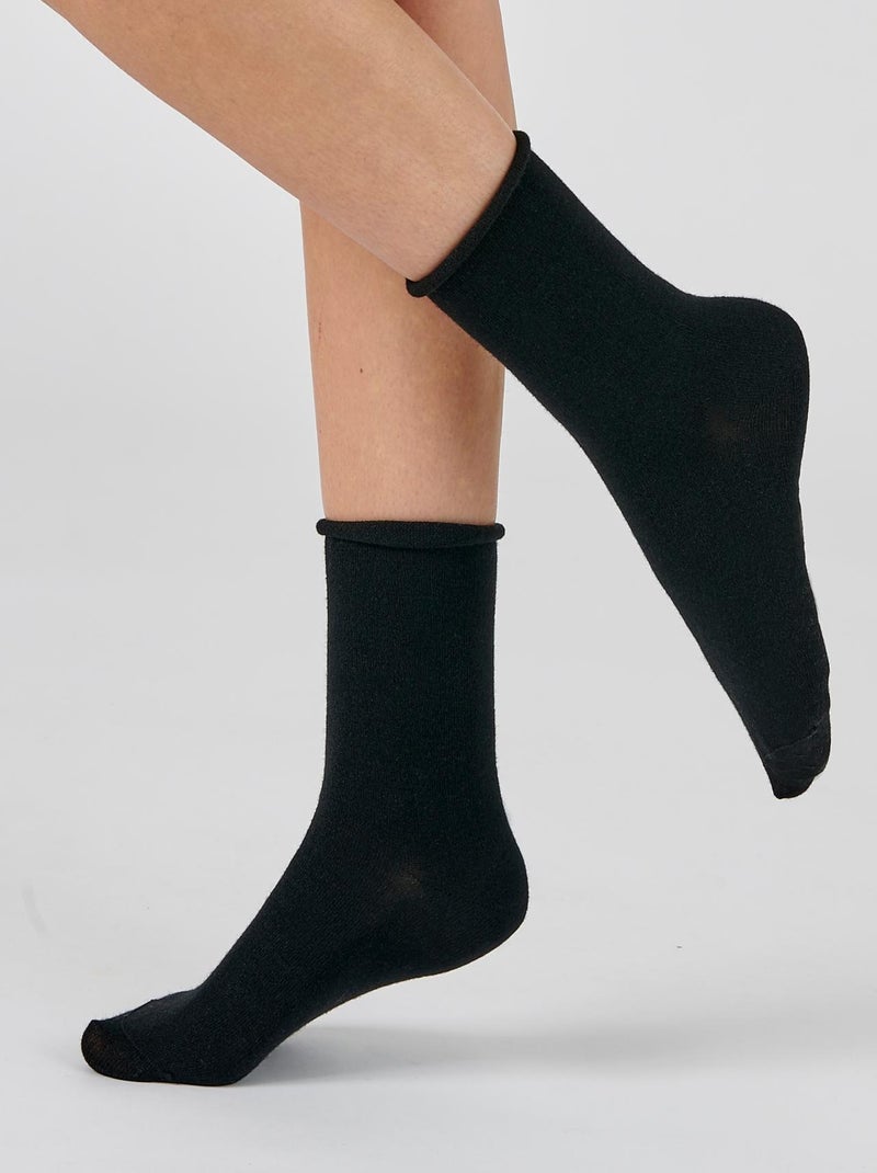 Lot de 2 paires de chaussettes soie et Thermolactyl - Damart Noir - Kiabi