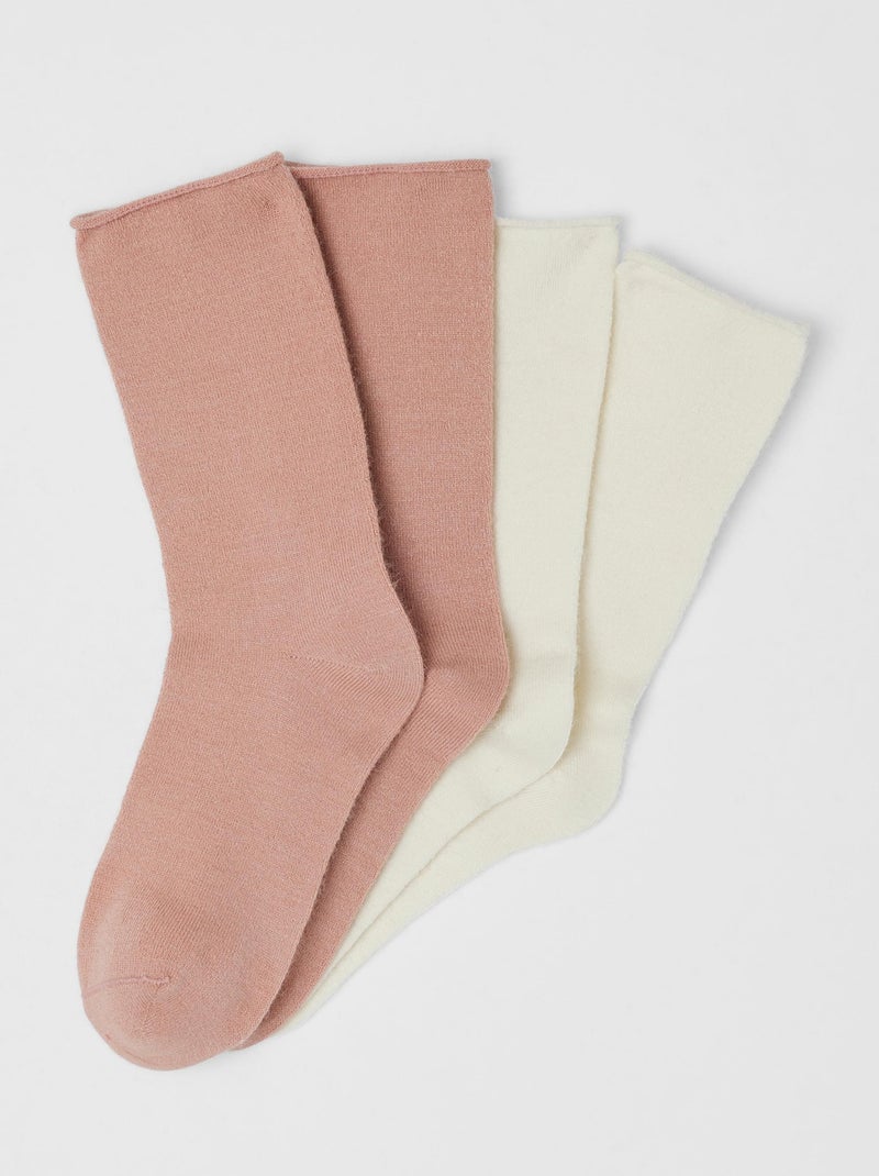Lot de 2 paires de chaussettes soie et Thermolactyl - Damart Rose - Kiabi