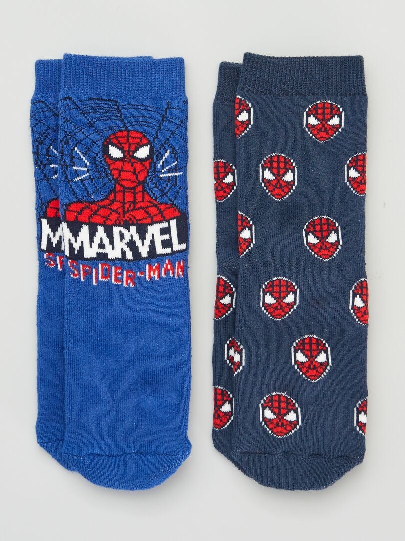 Lot de 2 paires de chaussettes 'Spider-man' de 'Marvel' Bleu - Kiabi