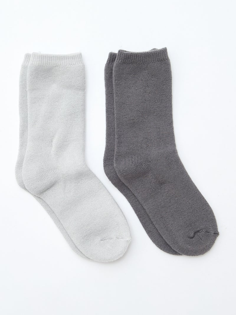 Lot de 2 paires de chaussettes thermiques Gris - Kiabi
