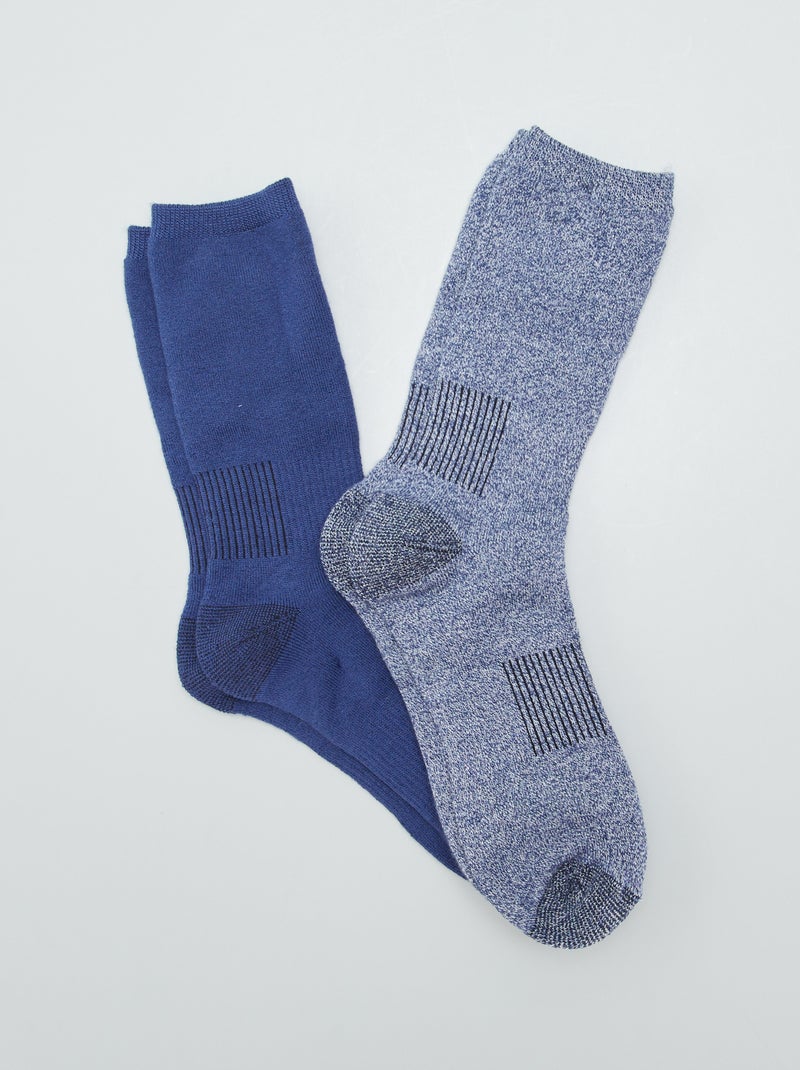 Lot de 2 paires de chaussettes thermiques Lot bleu - Kiabi