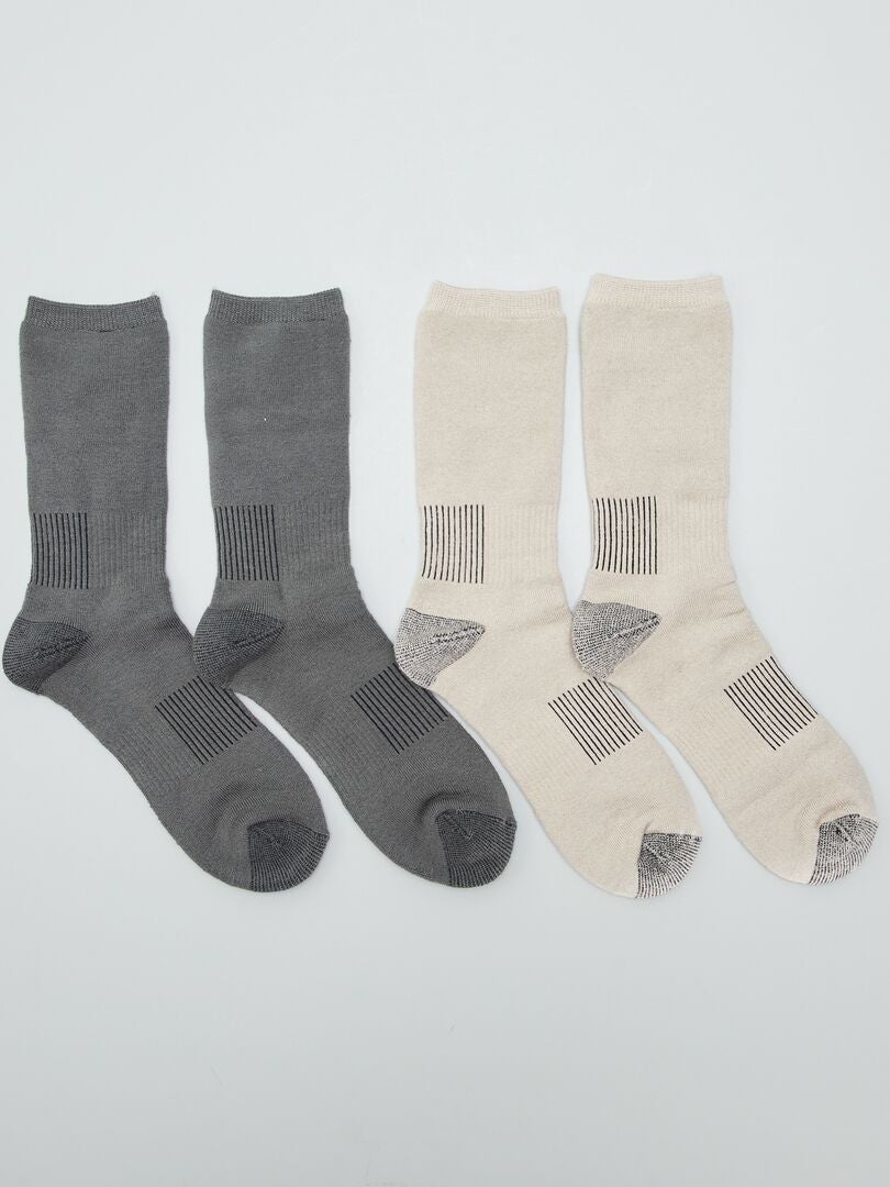 Lot de 2 paires de chaussettes thermiques - Lot noir/gris - Kiabi - 6.30€